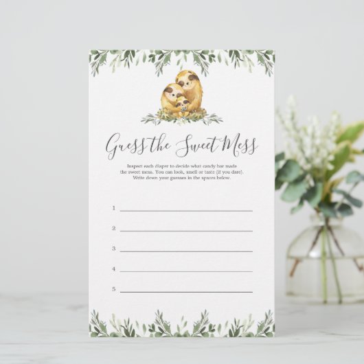 Het Baby shower van Sloth raadt de zoete Mess (Staand voorkant)