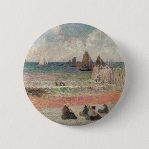 Het baden van Dieppe van Paul Gauguin Ronde Button 5,7 Cm