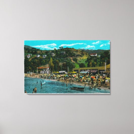 Het badstrand op Avalon, Catalina Canvas Afdruk (Voorkant)