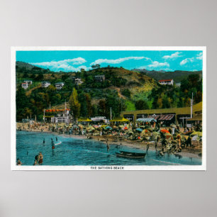 Het badstrand op Avalon, Catalina Poster