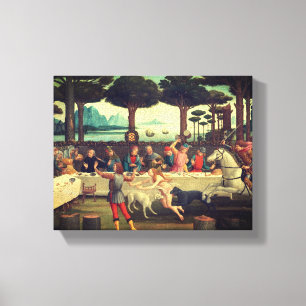 Het banket in het dennenbos canvas afdruk