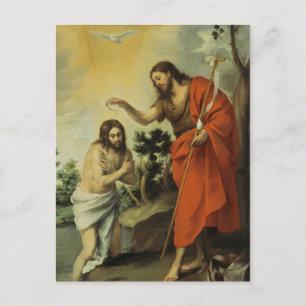 Het baptisme van Christus door Bartolome Esteban M Briefkaart