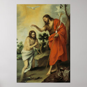 Het baptisme van Christus door Bartolome Esteban M Poster