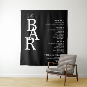 Het Bar Zwart Wit Klassiek Huwelijksbar Menu Bord Wandkleed