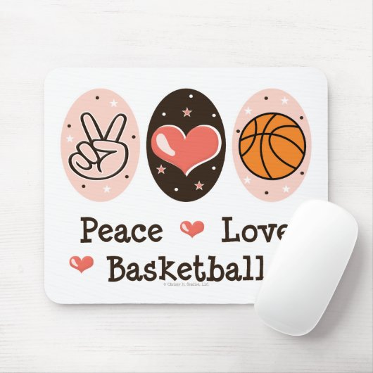 Het Basketbal Mousepad van de Liefde van de vrede Muismat (Met muis)