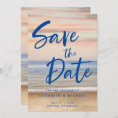 Het Beach huwelijk bewaart de Uitnodiging van de D (Voorkant / Achterkant)