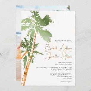 Het Beach Palm Trees Destination Wedding Script Kaart