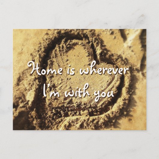 Het Beach Sand Heart Home is met u het Manuscript Briefkaart (Voorkant)