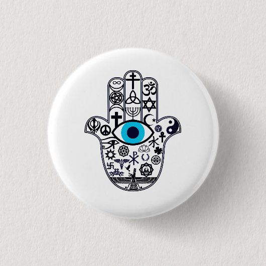 Het bedekken van alle basen Hamsa Hand Ronde Button 3,2 Cm (Voorkant)