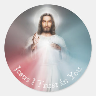 Het beeld van de goddelijke barmhartigheid Katholi Ronde Sticker