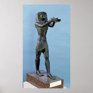 Het beeld van de Gods Horus die een Drink maakt Poster