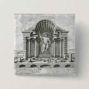 Het beeld van Olympian Zeus, gemaakt door Phidias Vierkante Button 5,1 Cm
