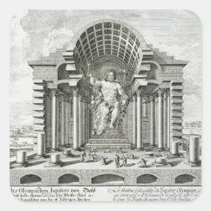 Het beeld van Olympian Zeus, gemaakt door Phidias  Vierkante Sticker
