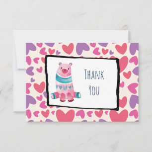 Het Beer van de Waterverf van de klap op een Hart  Kaart