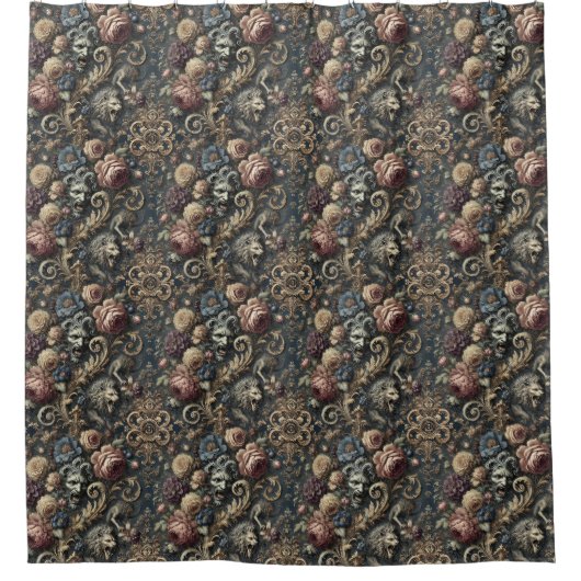 Het Beest Binnenin - Gotisch Victoriaans Douchegordijn (Voorkant)