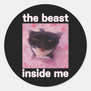 Het Beest In Me Funny Cat Meme Cadeau Voor Mannen  Ronde Sticker