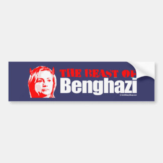 Het beest van Benghazi - Anti-Hillary - wit - .pn Bumpersticker