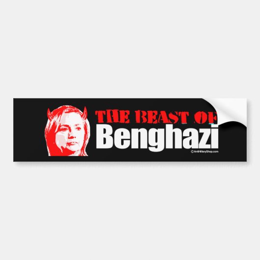Het beest van Benghazi - Anti-Hillary - wit - .pn Bumpersticker (Voorkant)