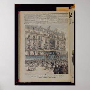 Het begin van de fietsenrace Parijs-Brest Poster