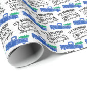 Het begin van een blauw kerstfeest cadeaupapier (Rol Hoek)