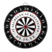 Het begon allemaal | Vastgestelde datum zwart wit  Dartbord (Voorkant)