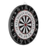 Het begon allemaal | Vastgestelde datum zwart wit  Dartbord (Voorkant Links)
