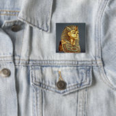 Het begrafenismasker van Tutankhamun Vierkante Button 5,1 Cm (In situ)