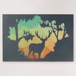 Het bekijken van Deer Silhouette in het vreedzame Legpuzzel