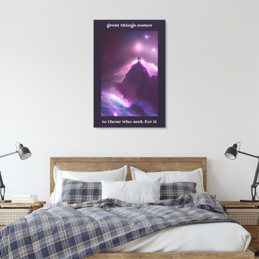 Het beklimmen om de grootsheid te bereiken citeert canvas afdruk (Insitu (Slaapkamer))