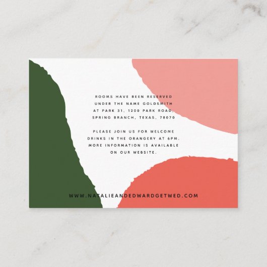 Het belangrijke spul moderne abstracte trouwdetail informatiekaartje (Achterkant)