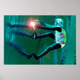 Het bereiken van de weerspiegelde Kunst van het Po Poster