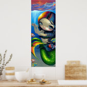 Het bereiken van Sunset ART PRINT big oyed mermaid (Keuken)