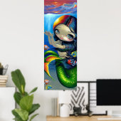Het bereiken van Sunset ART PRINT big oyed mermaid (Thuiskantoor)