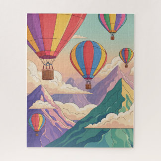 Het bergavontuur met een heteluchtballon legpuzzel
