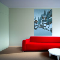 Het bergdorp | AI Art Poster