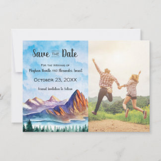 Het Berghuwelijk sparen de Datum met foto Save The Date