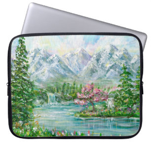 Het berglandschap van de lente. Oorspronkelijke ac Laptop Sleeve