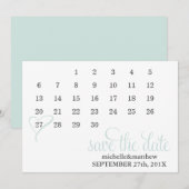 Het Berichten van de Kalender van het Mint Bewaart Save The Date (Voorkant / Achterkant)