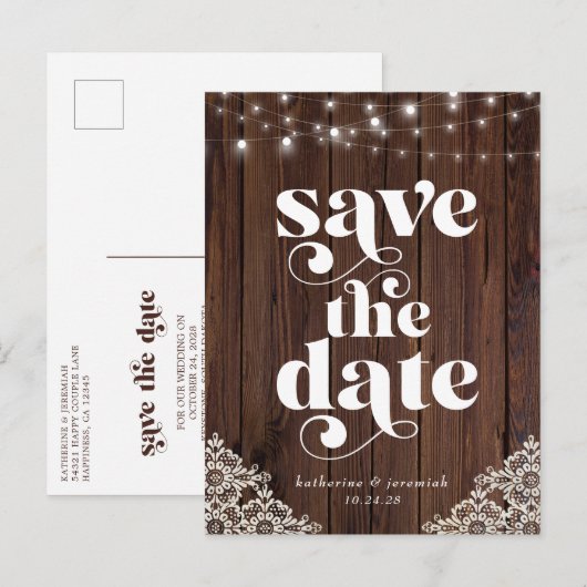 Het Berichten van de Licht van het Hout Bind spare Aankondigingskaart (Voorkant / Achterkant)