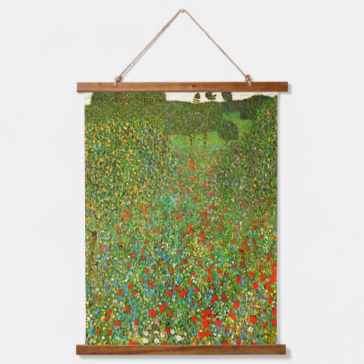 Het beroemde schilderij van Gustav Klimt Mohnfeld Hangend Wandkleed (Voorkant)