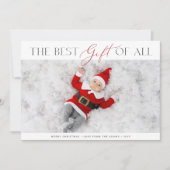 Het beste cadeau van de eerste kerstfoto van de ba feestdagenkaart (Voorkant)