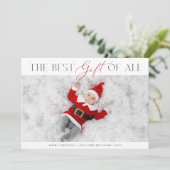 Het beste cadeau van de eerste kerstfoto van de ba feestdagenkaart (Staand voorkant)