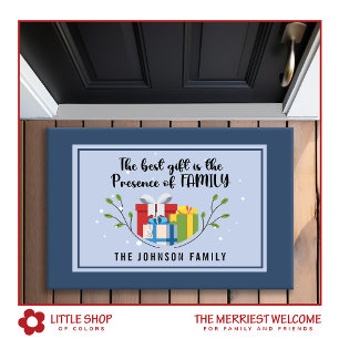 Het beste geschenk is een kerst met familiemonogra deurmat