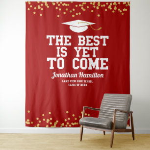 Het Beste Komt Nog Red Grad Party Achtergrond Wandkleed