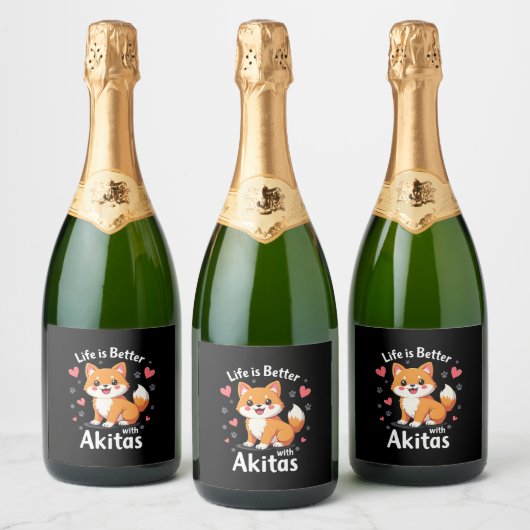 Het beste leven met Akita Tanktop Sparkling Wijnetiket (Flessen)