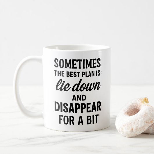 Het beste plan ligt neer en verdwijnt. Grappige qu Koffiemok (Met donut)