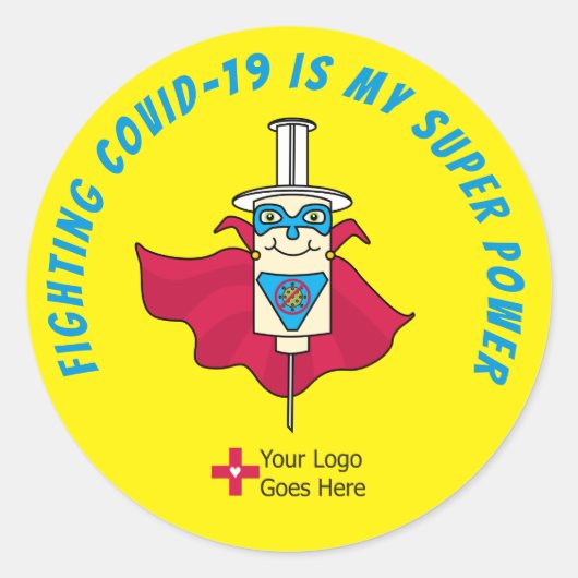 Het bestrijden van COVID is mijn Super Power Vacci Ronde Sticker (Voorkant)
