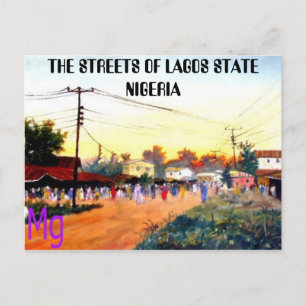 HET BETALEN VAN 10 exemplaar, DE STREETS VAN LAGOS Briefkaart