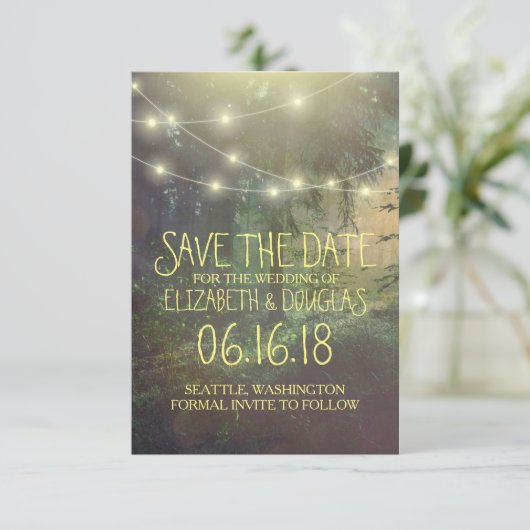 Het betoverde Boshuwelijk bewaart de Datum Save The Date (Staand voorkant)