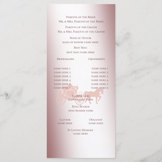 Het betoverende Fairy Tale Castle Wedding Programm Programma (Achterkant)